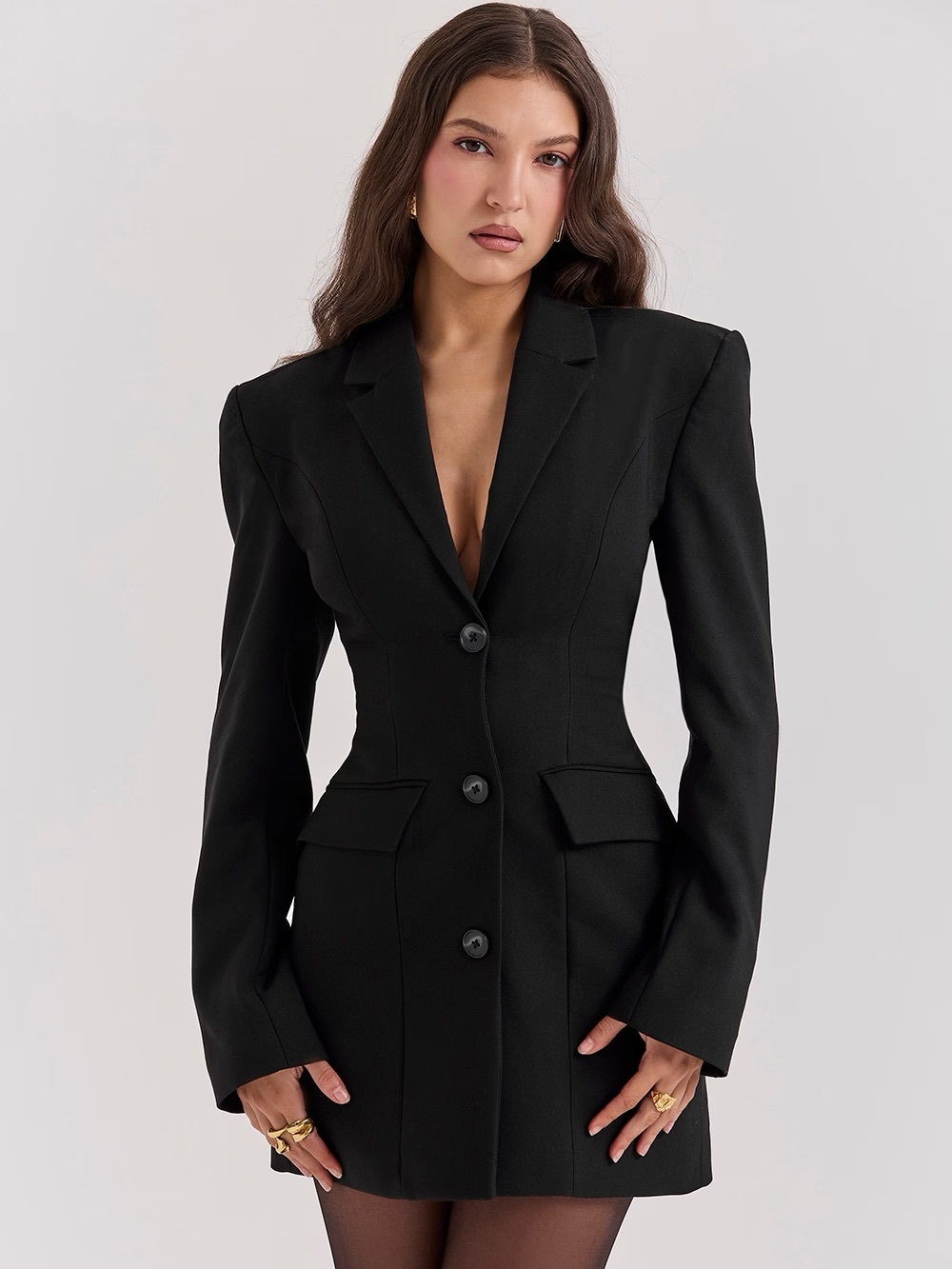 House of CB Black Structured Blazer Dress